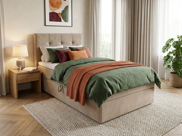 Čalúnená posteľ boxspring DIRELIS TRINITY 90x200 cm béžová Matrac: Matrac Bonell pružinový
