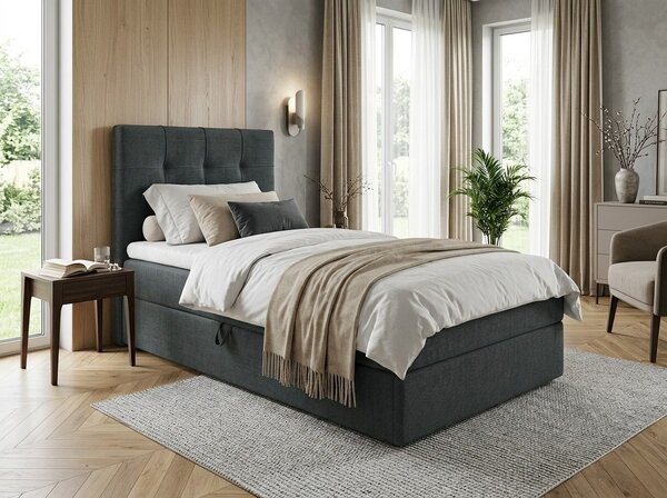 Čalúnená posteľ boxspring DIRELIS VIBE 90x200 cm tmavosivá Matrac: Matrac Bonell pružinový