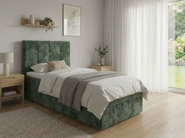 Čalúnená posteľ boxspring DIRELIS VIBE 90x200 cm tmavozelená Matrac: Matrac Bonell pružinový