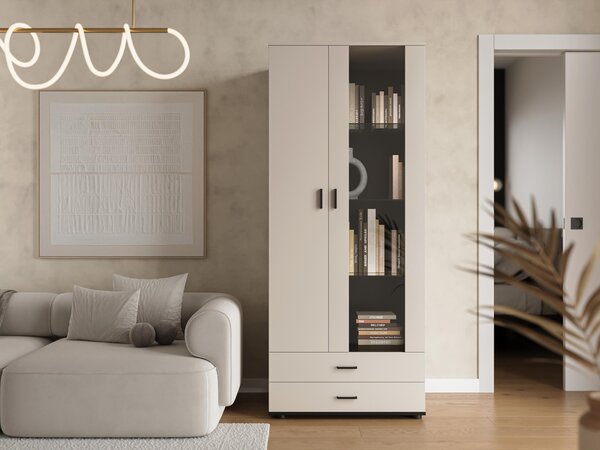 Mirjan24 Vysoká vitrína 2D2S Boho B6, Osvetlenie: bez osvetlenia, Farby: biela / biely lesk 5902928103359