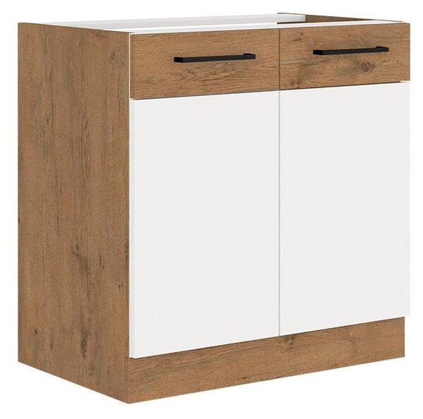 Mirjan24 Kuchynská skrinka pod umývadlom Woodline 80 ZL 2F BB, Farby: dub lancelot / biely lesk, Umývadlo: nie 5902928813487