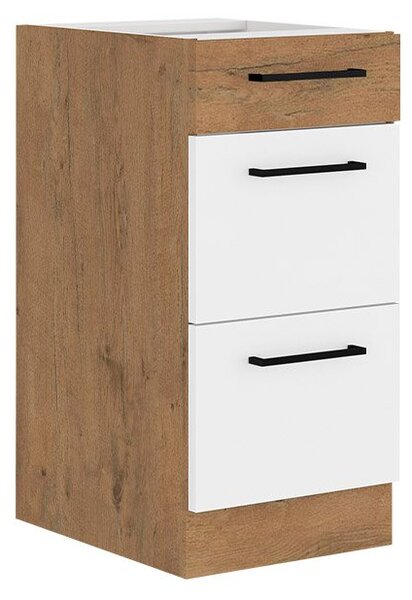 Mirjan24 Dolná kuchynská skrinka so zásuvkami Woodline 40 D 3S BB, Farby: dub lancelot / matera 5902928847703