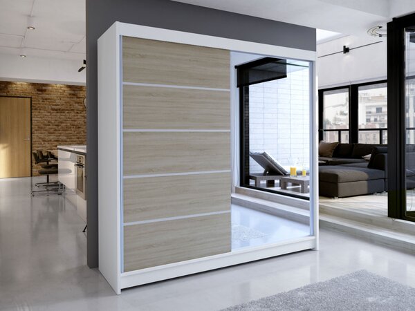 Mirjan24 Šatníková skriňa Bar III, Farby: biela, Osvetlenie: bez osvetlenia 5902928982695