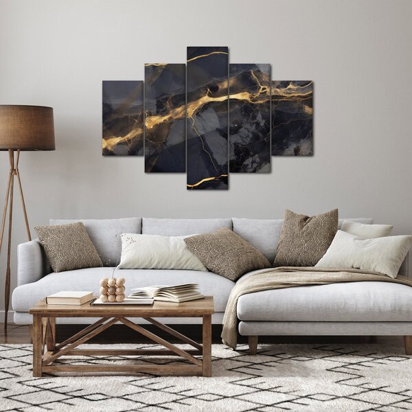 Obraz - Čierno - zlatý dekor (150x105 cm)