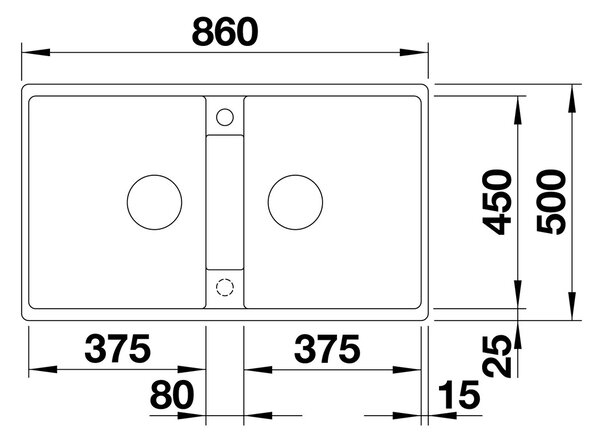 Blanco Zia 9, silgranitový drez 860x500x190 mm, 2-komorový, čierna, BLA-526029