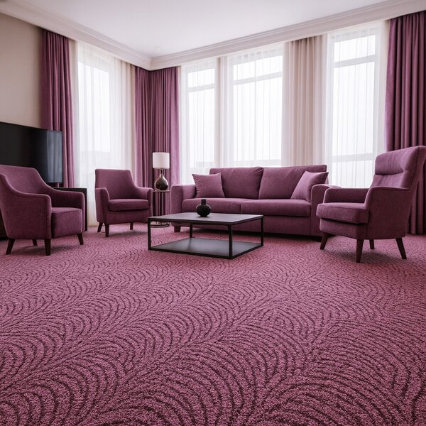 ITC , Koberec metráž Spring 6480, na mieru, šíře 4m,5m, fialová, filc, obývacia izba