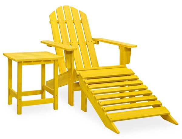 Záhradná stolička Adirondack s otomanom a stolíkom jedľa žltá