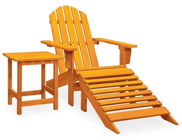 Záhradná stolička Adirondack s otomanom a stolíkom jedľa oranžová
