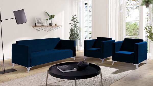 Mirjan24 Sedacia súprava Denim 3+1+1, Dostupné poťahy: Solo 260, Farby nožičiek: čierny lesk 5902928363876