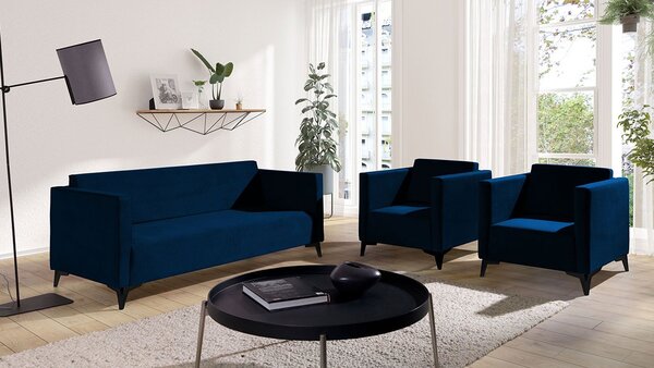 Mirjan24 Sedacia súprava Denim 3+1+1, Dostupné poťahy: Solo 260, Farby nožičiek: čierny lesk 5902928363876