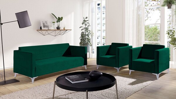 Mirjan24 Sedacia súprava Denim 3+1+1, Dostupné poťahy: Solo 260, Farby nožičiek: čierny lesk 5902928363876