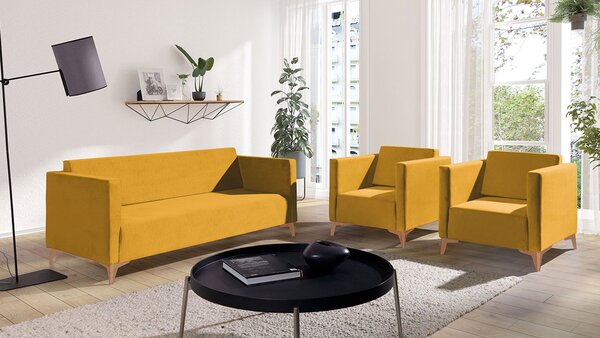Mirjan24 Sedacia súprava Denim 3+1+1, Dostupné poťahy: Solo 260, Farby nožičiek: čierny lesk 5902928363876