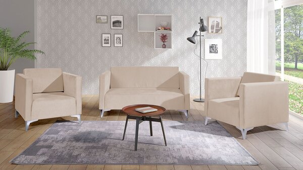 Mirjan24 Sedacia súprava Denim 2+1+1, Dostupné poťahy: Solo 257, Farby nožičiek: biely lesk 5902928303711
