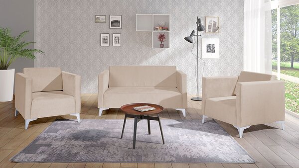 Mirjan24 Sedacia súprava Denim 2+1+1, Dostupné poťahy: Solo 257, Farby nožičiek: biely lesk 5902928303711