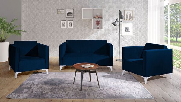 Mirjan24 Sedacia súprava Denim 2+1+1, Dostupné poťahy: Solo 257, Farby nožičiek: biely lesk 5902928303711