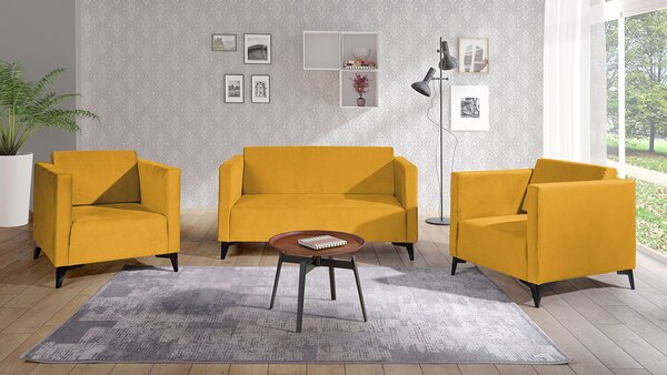 Mirjan24 Sedacia súprava Denim 2+1+1, Dostupné poťahy: Solo 257, Farby nožičiek: biely lesk 5902928303711