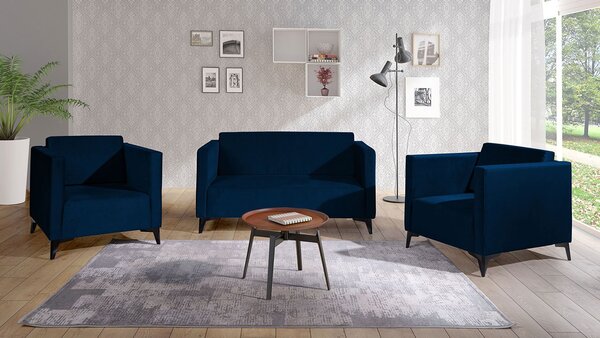 Mirjan24 Sedacia súprava Denim 2+1+1, Dostupné poťahy: Solo 257, Farby nožičiek: biely lesk 5902928303711