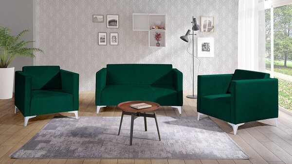 Mirjan24 Sedacia súprava Denim 2+1+1, Dostupné poťahy: Solo 257, Farby nožičiek: biely lesk 5902928303711