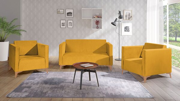 Mirjan24 Sedacia súprava Denim 2+1+1, Dostupné poťahy: Solo 257, Farby nožičiek: biely lesk 5902928303711