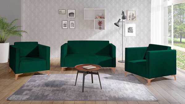 Mirjan24 Sedacia súprava Denim 2+1+1, Dostupné poťahy: Solo 257, Farby nožičiek: biely lesk 5902928303711