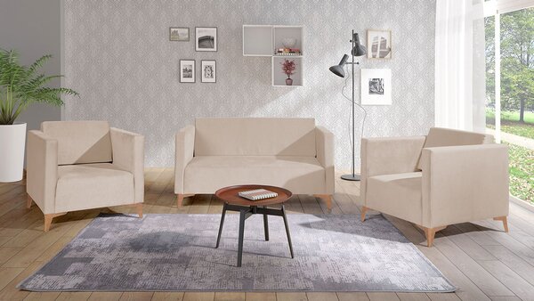 Mirjan24 Sedacia súprava Denim 2+1+1, Dostupné poťahy: Solo 257, Farby nožičiek: biely lesk 5902928303711