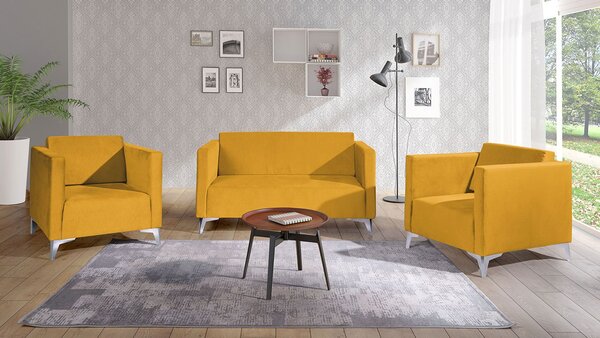 Mirjan24 Sedacia súprava Denim 2+1+1, Dostupné poťahy: Solo 257, Farby nožičiek: biely lesk 5902928303711