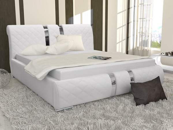 Mirjan24 Posteľ Wiko, Rozmer postele: 140x200, Dostupné poťahy: ekokoža Soft 017 5x5 + ekokoža Soft 017 (biela) 5902928210583