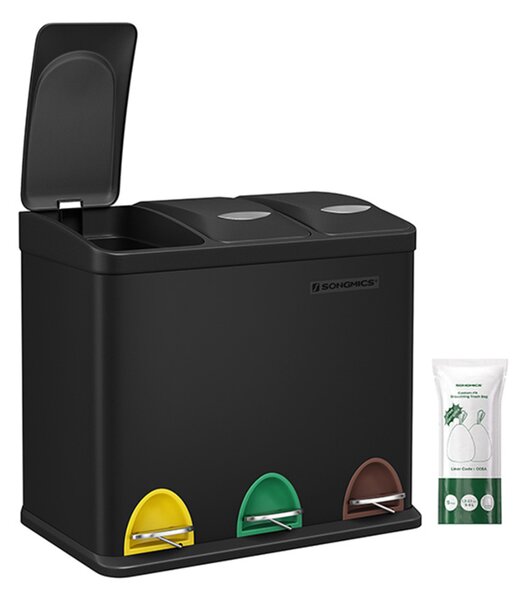 Kôš na separovanie odpadu SORT 24l (3x8l), čierna SongmicsHome
