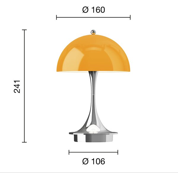 Prenosná lampa Panthella 160, Original Opal Orange – Louis Poulsen