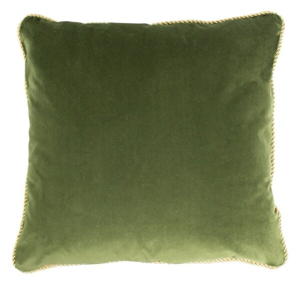 Zelený zamatový vankúš obšitý krúteným zlatým povrázkom Velvet - 45*10*45cm - Mars & More