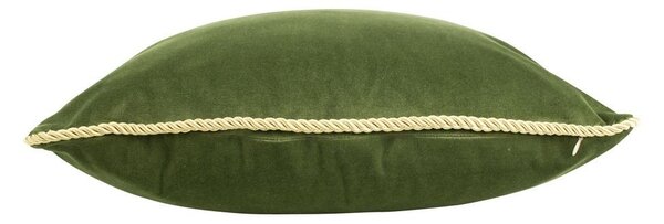 Zelený zamatový vankúš obšitý krúteným zlatým povrázkom Velvet - 45*10*45cm - Mars & More