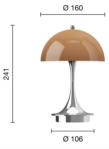 Prenosná lampa Panthella 160, Original Opal brown – Louis Poulsen