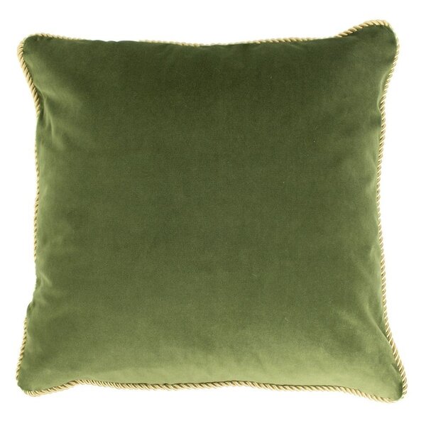 Zelený zamatový vankúš obšitý krúteným zlatým povrázkom Velvet - 45*10*45cm - Mars & More