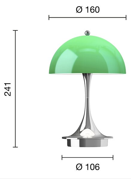 Prenosná lampa Panthella 160, Original Opal green – Louis Poulsen