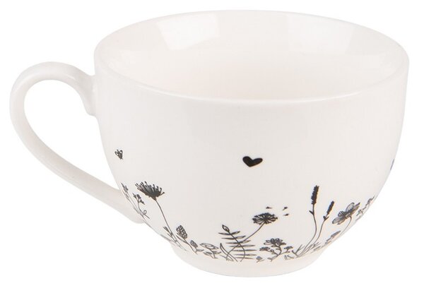 Porcelánová šálka s tanierikom s kvetinami Flora And Fauna - 12*9*6cm / 200ml - Clayre & Eef