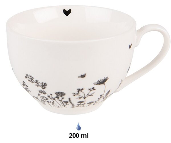 Porcelánová šálka s tanierikom s kvetinami Flora And Fauna - 12*9*6cm / 200ml - Clayre & Eef