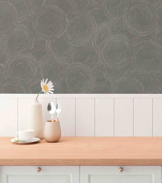 A.S. Création | Vliesová tapeta na stenu Hygge 3 79093-1 | 0,53 x 10,05 m | šedá, bronzová