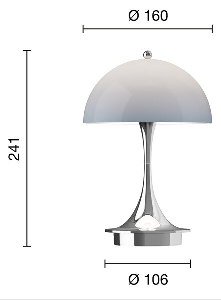 Prenosná lampa Panthella 160, Original Opal blue grey – Louis Poulsen