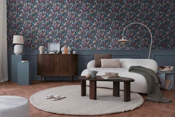 A.S. Création | Vliesová tapeta na stenu COSMO Living 79062-3 | 0,53 x 10,05 m | vining ivy, vínová, modrá, ružová, oranžová
