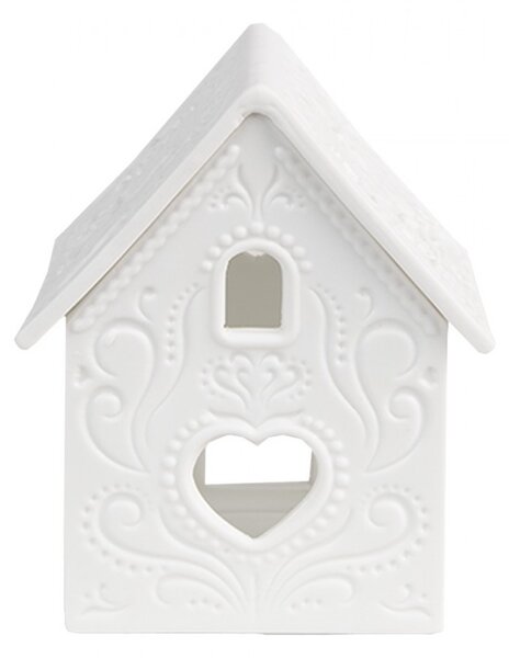 Biely porcelánový svietnik chalúpka House Fairy - 7*6*9 cm - Clayre & Eef