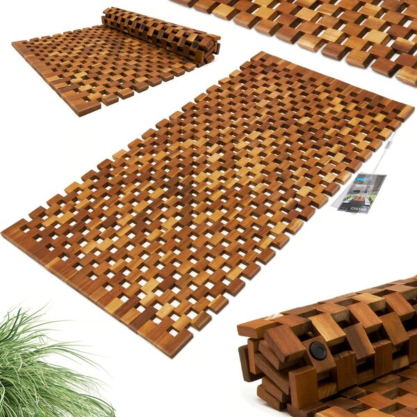 Kúpeľňová predložka CUBE, akáciové drevo 80x50x1cm, hnedá Casaria