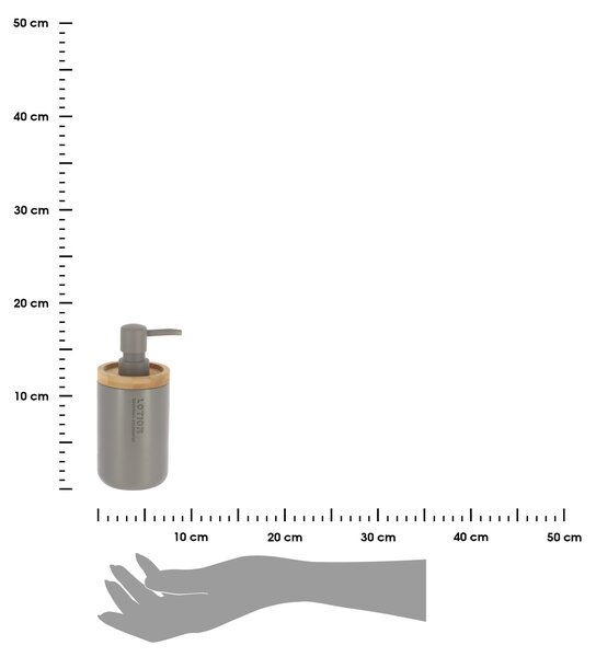 Dávkovač mydla Loudis, sivá/s drevenými prvkami, 280 ml