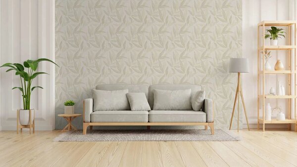 A.S. Création | Vliesová tapeta na stenu Hygge 3 79096-1 | 0,53 x 10,05 m | biela, krémová, metalická, zelená, šedá
