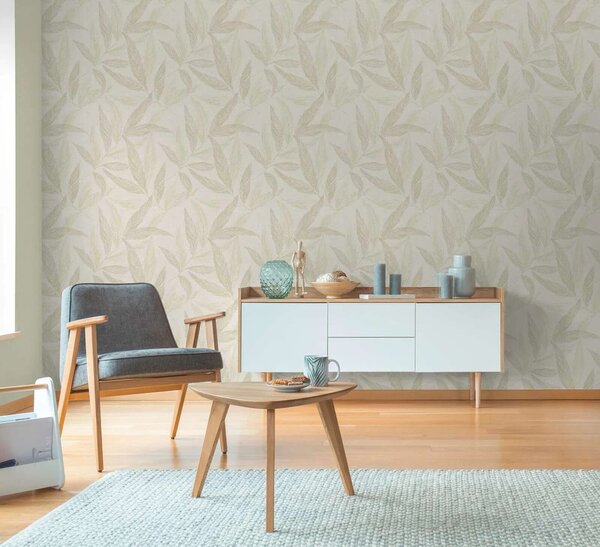 A.S. Création | Vliesová tapeta na stenu Hygge 3 79096-1 | 0,53 x 10,05 m | biela, krémová, metalická, zelená, šedá