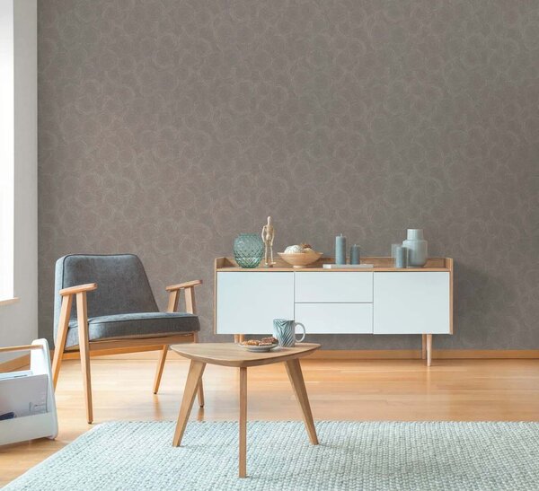 A.S. Création | Vliesová tapeta na stenu Hygge 3 79093-2 | 0,53 x 10,05 m | hnedá, krémová, metalická
