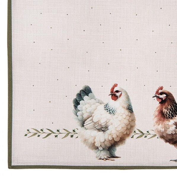 6ks béžové prestieranie so sliepočkami Barnyard Chicken - 48*35 cm - Clayre & Eef