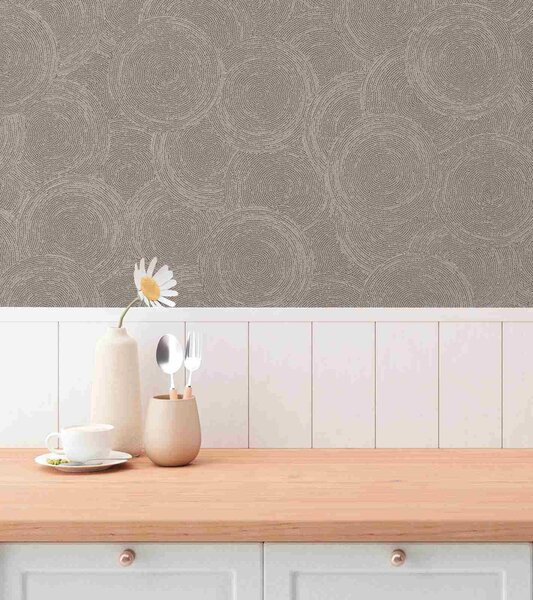 A.S. Création | Vliesová tapeta na stenu Hygge 3 79093-2 | 0,53 x 10,05 m | hnedá, krémová, metalická