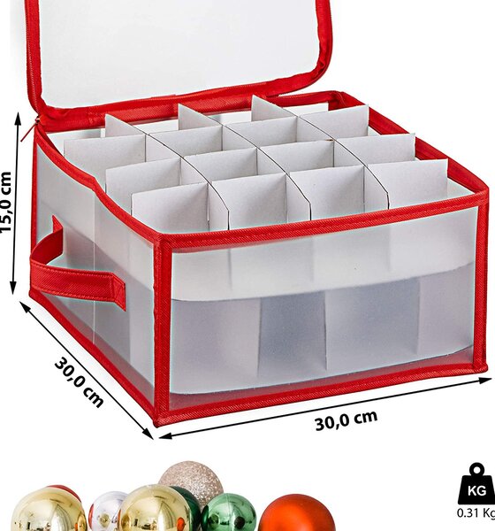 VERK GROUP Vianočný úložný box na gule, ozdoby a vianočné dekorácie, 32 kusov