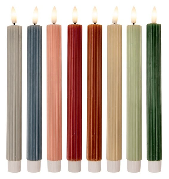 Set 2ks mintová úzka sviečka s vrúbkovaním Led Candle - Ø 2*25 cm / 2*AAA - Clayre & Eef