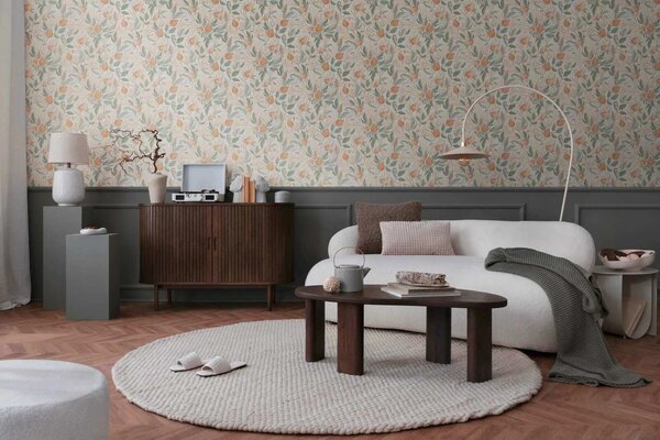 A.S. Création | Vliesová tapeta na stenu COSMO Living 79062-4 | 0,53 x 10,05 m | krémová, marhuľová, zelená, tyrkysová, okrová